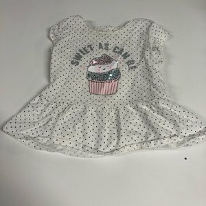 Carters Girls Flutter Hem Short Sleeve Cupcake Top White and Pink 18 Months